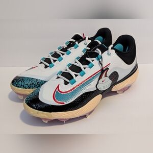 Nike RBI x Alpha Huarache Elite 4 Low White Teal MCS Cleats FZ7345-103 Size 13.5